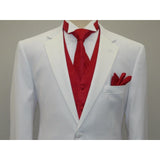 Men Renoir  Tuxedo Two Button Notch Formal with Satin Lapel trims 201-6 White
