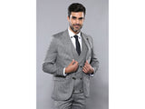 Men 3pc European Vested Suit WESSI by J.VALINTIN Extra Slim Fit JV21 gray silver