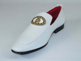Mens AFTER MIDNIGHT Dress Comfort shoes Lion Ornament Faux Leather 6911 White