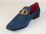 Mens AFTER MIDNIGHT Casual Comfort shoes Lion Ornament Faux Leather 6911 Denim