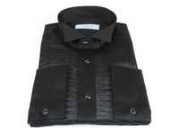 Mens CEREMONIA Tuxedo shiny Shirt 100% Cotton Turkey Slim Fit #stn 15 pla black