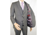 Men Suit BERLUSCONI Turkey 100% Italian Wool Super 180's 3pc Vested #Ber9 gray