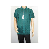 Mens Polo Shirt Slinky Sheer Short Sleeves Soft Touch Stacy Adams 57007 Emerald