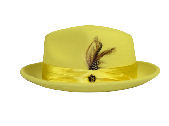 Mens Bruno Capelo Hat Australian Wool Crushable Fedora Untouchable UN124 Yellow