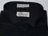 Men's Tuxedo shirt By CLASSIX Wing Tip Formal Pleated Front After Six M00 Black