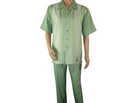 Men MONTIQUE 2pc Walking Leisure Suit Matching Set Short Sleeve 2227 Apple Green