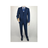 Mens Renoir 3 Piece Vested Suit Glenn Plaid Notch Lapel Business 278-2 Navy Blue