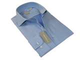 Men's Dress Shirt Christopher Lena 100% Cotton Wrinkle Free C507RSSR Blue Slim