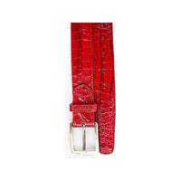 Men's Belvedere Belt Genuine Caiman Crocodile up to Size 44 Red Style 1999