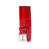 Men's Belvedere Belt Genuine Caiman Crocodile up to Size 44 Red Style 1999
