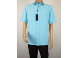 Men Short Sleeve Sport Shirt by BASSIRI Light Weight Soft Microfiber 61981 Teal