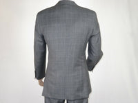 Men Apollo King 3pc Classic Suit A303 Gray white window pane 100% Wool Ship free