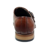 Stacy Adams Desmond Shoes Cap Toe Monk Strap Cognac Leather 25162-221
