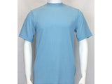 Men Dressy T-Shirt  LOG-IN UOMO Soft Crew Neck Corded Short Sleeves 218 Sky Blue