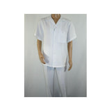 Men 2pc Walking Leisure Suit Short Sleeves By DREAMS 255-15 Solid White