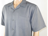 Mens MONTIQUE 2pc Walking Leisure Suit Matching Set Short Sleeves 696 Solid Gray