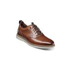 25662-221 Stacy Adams Sync Plain Toe Elastic Lace Up Sneaker Leather Cognac