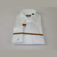 Men 100% Egyptian Cotton Shirt French Cuffs Wrinkle Resistance ENZO 71402 White