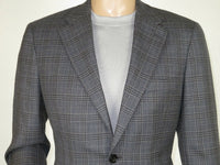 Mens sport Coat APOLLO KING English Plaid 100% Wool super 150's C17 Gray New