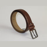 Men Brown Genuine Leather Belt PIERO ROSSI Turkey Soft Full Grain #Brown line