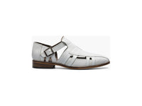 Men's Stacy Adams Calvino Leather Sole City Sandal Animal Print White 25577-100