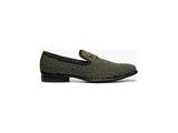 Stacy Adams Men Shoes Swagger Studded Slip On Satin Black Gold 25228-715