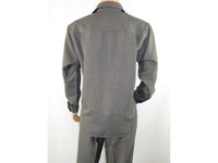 Mens INSERCH 2pc Walking Leisure Suit Shirt Pants Set Long Sleeves SE002 Gray