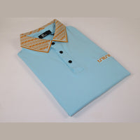 Men Sports Shirt PAZO by DE-NIKO Short Sleeves Cotton Polo Shirt DBK2303 Blue
