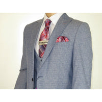 Men 3pc European Vested Suit WESSI  JVALINTIN Slim Fit JV22 Sky Blue One Button
