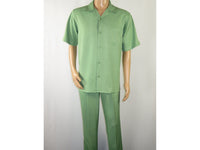 Men MONTIQUE 2pc Walking Leisure Suit Matching Set Short Sleeves 696 Apple Green