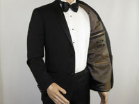 Men Renoir Wool Wedding Tuxedo Two Button Notch Formal Classic Fit 508-1 Black