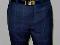 Men TALLIA Suit Wool Blend English Glen Plaid Classic 2Button VDVA2SVX0026 Blue