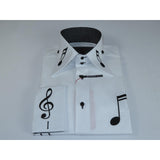Mens AXXESS Musician Singer Dress Shirt Turkey Musical Notes 322-11 White Black