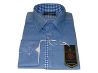 Men's Shirt Oscar Bank Turkey Egyptian Cotton Wrinkle Less 349-780 Blue Pique