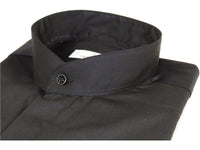 Mens CEREMONIA Pastor Shirt 100% Cotton Turkey Banded Collar #stn 15 hyk black