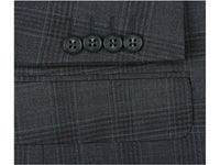 Men Renoir Suit Super 140 Wool Side Vent Classic Fit English Plaid 559-2 Gray