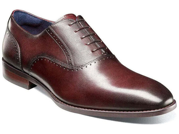 Men's Stacy Adams Kalvin Plain Toe Oxford Shoes Leather Burgundy 25571-601
