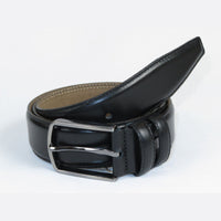Men Black Genuine Leather Belt PIERO ROSSI Turkey Soft Full Grain #Black-B