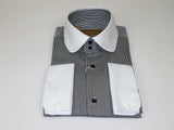 Men 100% Cotton Dress Shirt CIERO MONTERO Turkey 1A99-01 White Black Slim Fit