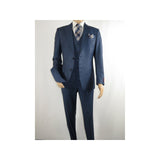 Men Suit BERLUSCONI Turkey 100% Italian Wool Super 180's Vested #Ber1 Navy Blue