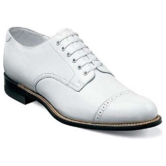 Stacy Adams Men Dress Classic Cap Toe Lace Shoes White Madison Biscuit 00012-07