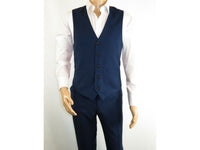 Men RENOIR Vest Wool 140 Adjustable ,V-Neck two Pocket Full Lining 508 Navy Blue