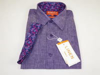 Men Premium Quality Soft Linen Sports Shirt INSERCH Short Sleeves SS717 Purple
