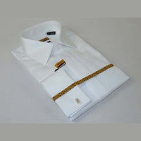 Men 100% Egyptian Cotton Shirt French Cuffs Wrinkle Resistance ENZO 71402 White