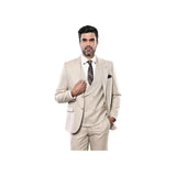 Men 3pc European Vested Suit WESSI by J.VALINTIN Extra Slim Fit JV19 tan beige