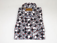 Men 100% Cotton Sport Shirt CIERO MONTERO Turkey Dress/Casual #5055-01 Black/Red