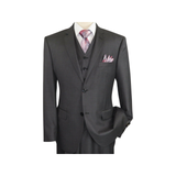 Mens Vitali Three Piece Suit Vested Semi Shiny Sharkskin M3090 Charcoal Gray