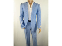 Men's Summer Linen Suit Apollo King Half Lined 2 Button European LN9 Light Blue