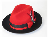 Mens Bruno Capelo Dress Hat Australian Wool Fedora Caesar CA345 Red black