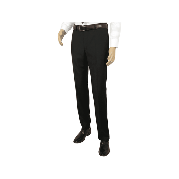 Men's Mantoni Flat Front Pants All Wool Super 140's Classic Fit 40901 Black
